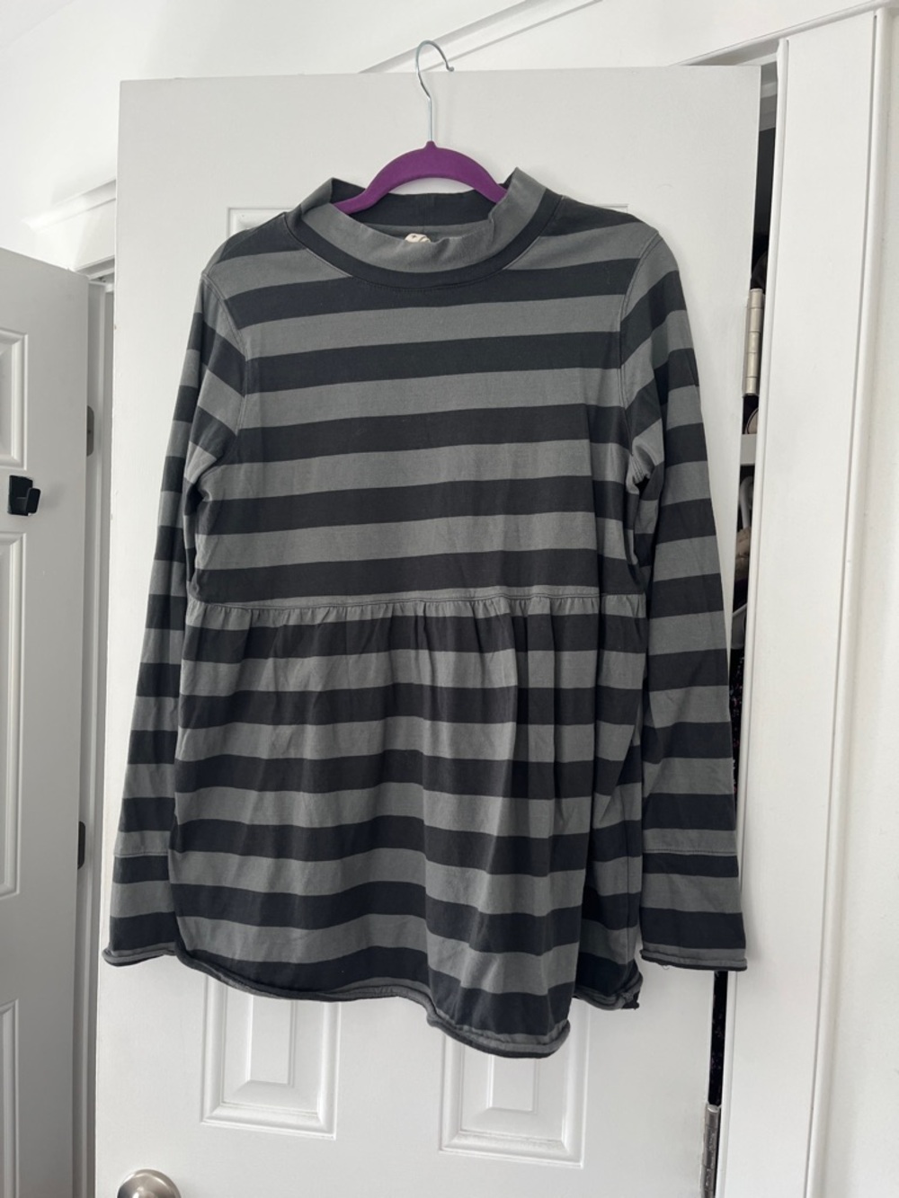 We The Free Gray & Charcoal Striped Long Sleeve Tunic